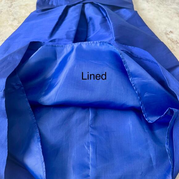 Cache Royal Blue Satin Strapless Empire Waist Formal Mini Dress Sz 2 Cocktail - Picture 4 of 10